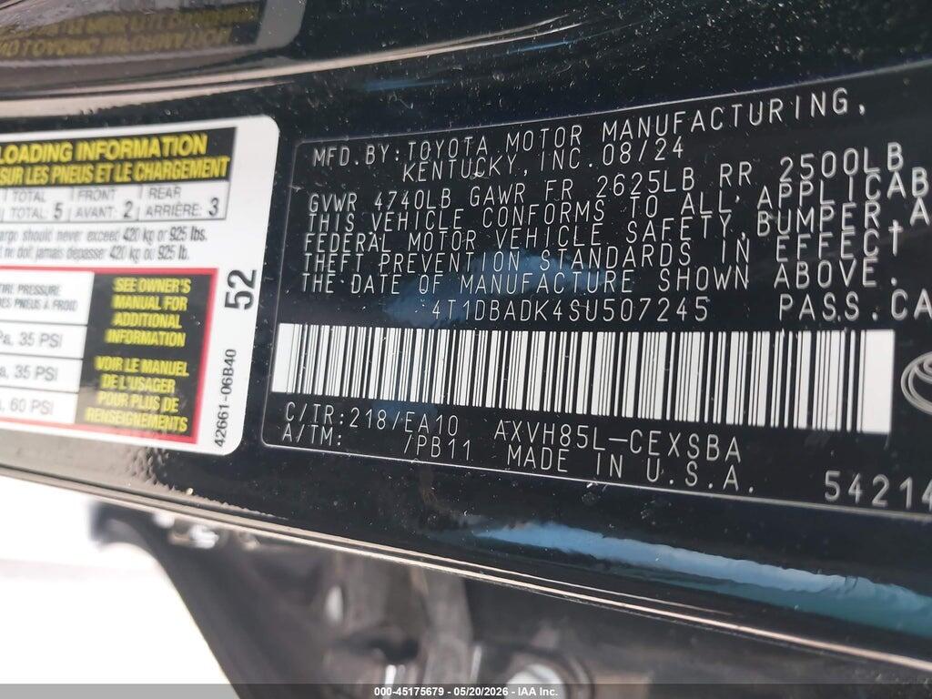 4T1DBADK4SU507245 2025 TOYOTA CAMRY photo no. 9