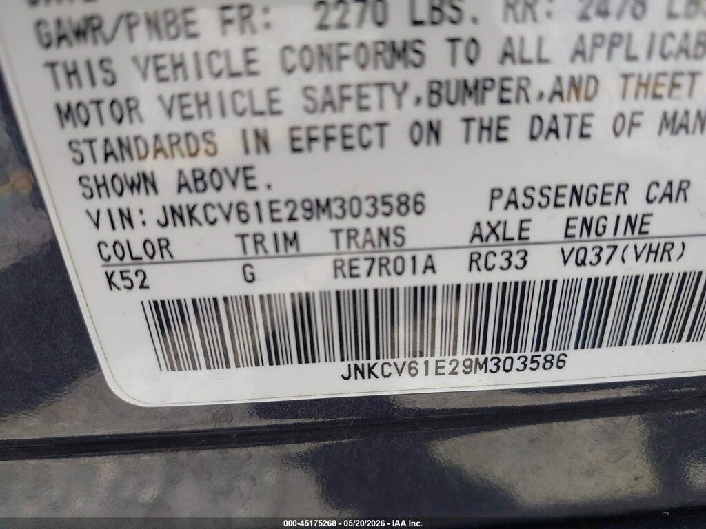 JNKCV61E29M303586 2009 INFINITI G37 photo no. 9