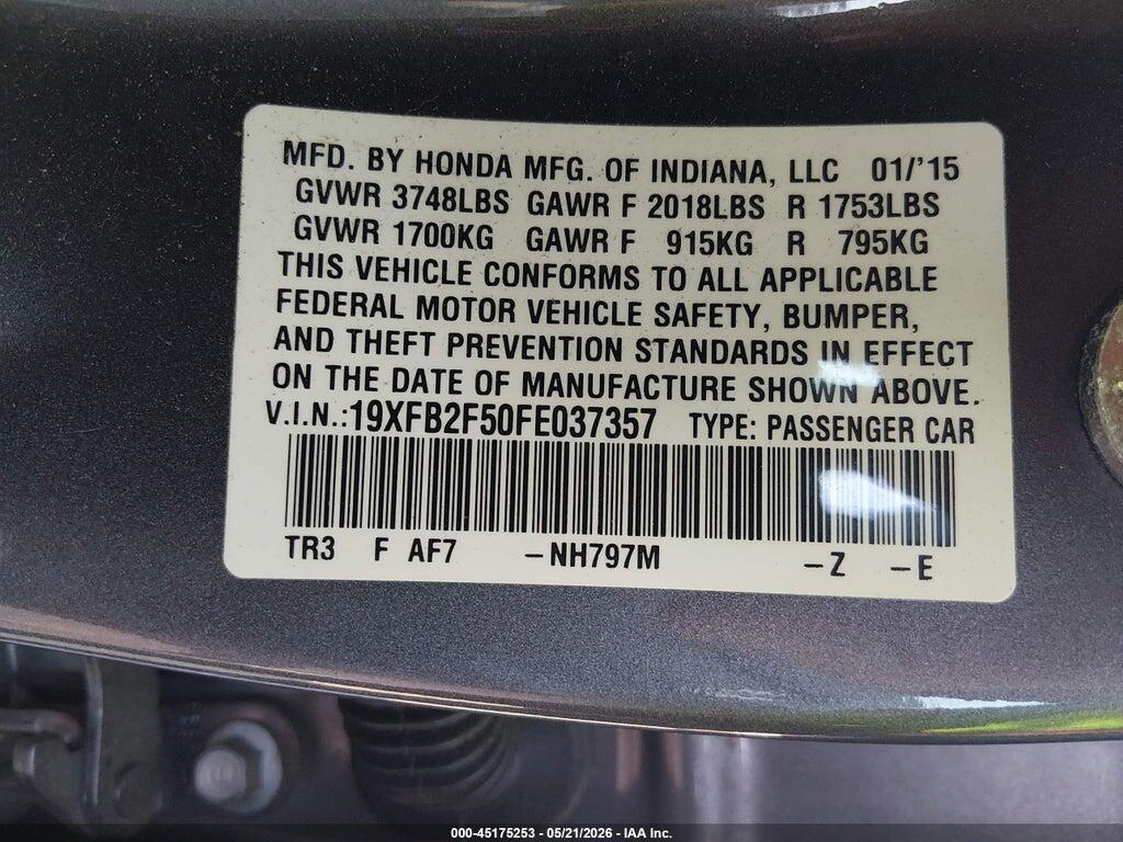 19XFB2F50FE037357 2015 HONDA CIVIC photo no. 9