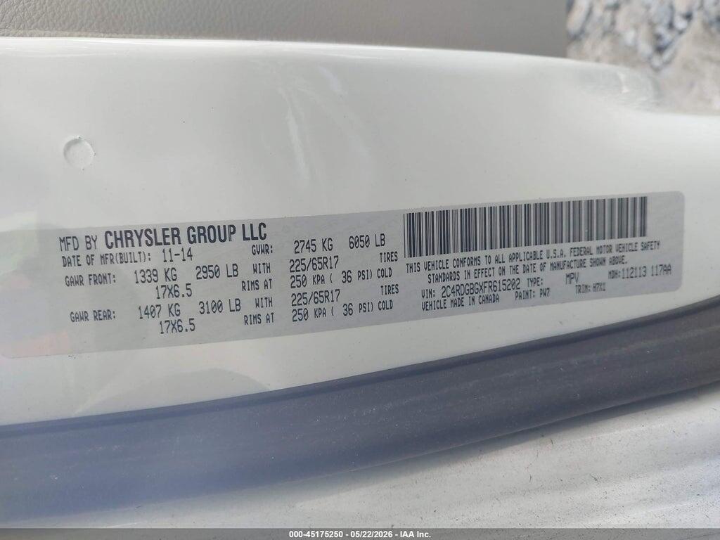 2C4RDGBGXFR615202 2015 DODGE GRAND CARAVAN photo no. 9