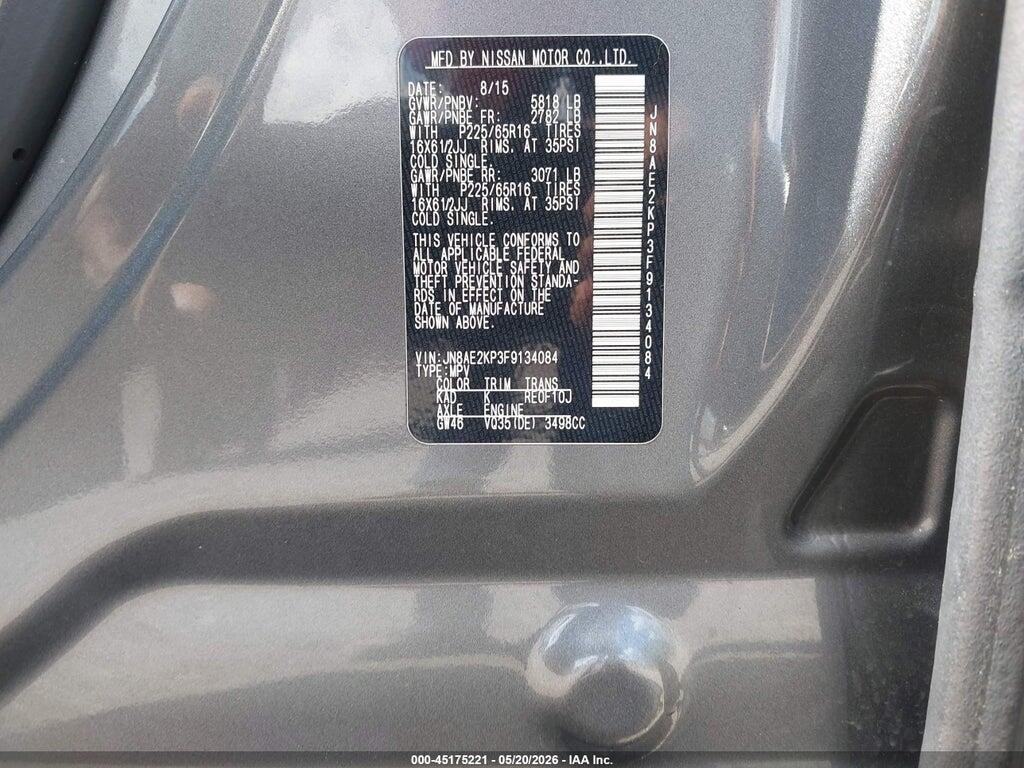 JN8AE2KP3F9134084 2015 NISSAN QUEST photo no. 9