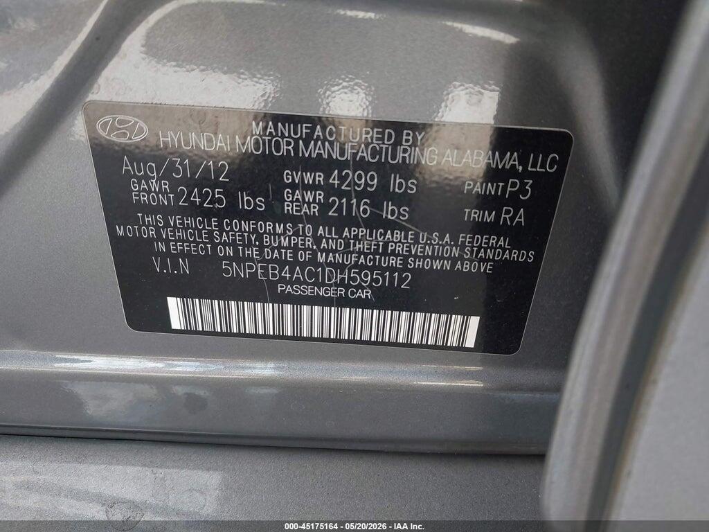 5NPEB4AC1DH595112 2013 HYUNDAI SONATA photo no. 9