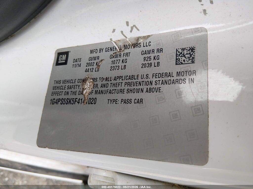 1G4PS5SK5F4141020 2015 BUICK VERANO photo no. 9