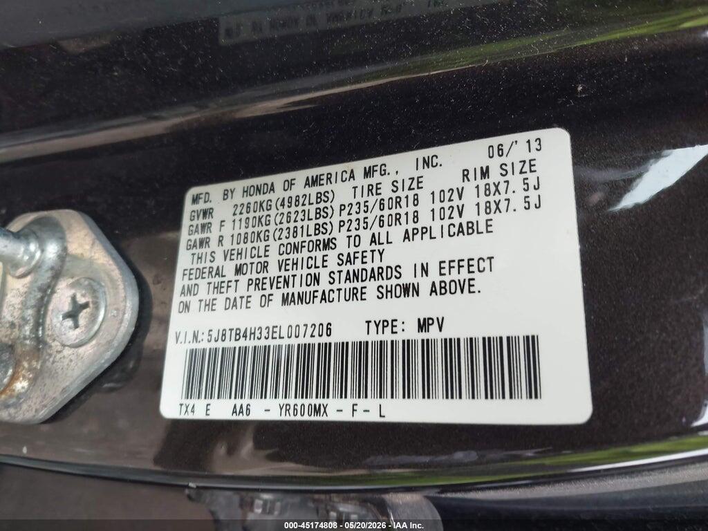 5J8TB4H33EL007206 2014 ACURA RDX photo no. 9