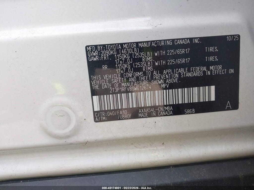2T3P1RFV8SW612674 2025 TOYOTA RAV4 photo no. 9