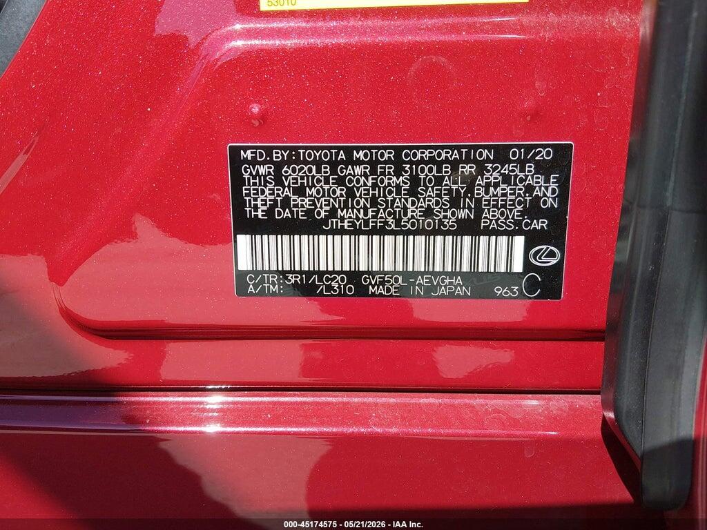 JTHEYLFF3L5010135 2020 LEXUS LS 500H photo no. 9