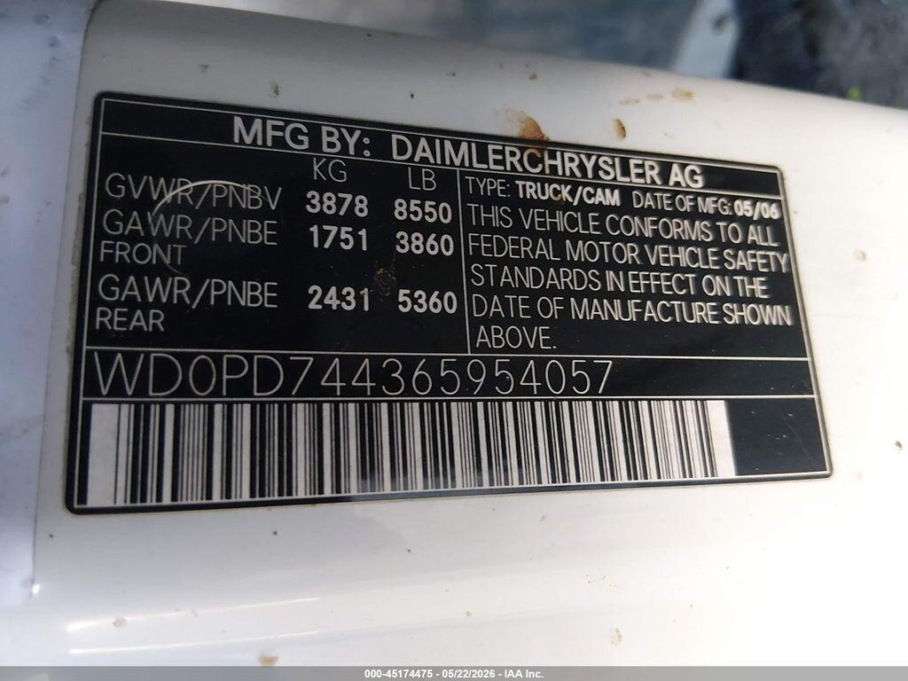 WD0PD744365954057 2006 DODGE SPRINTER VAN 2500 photo no. 9