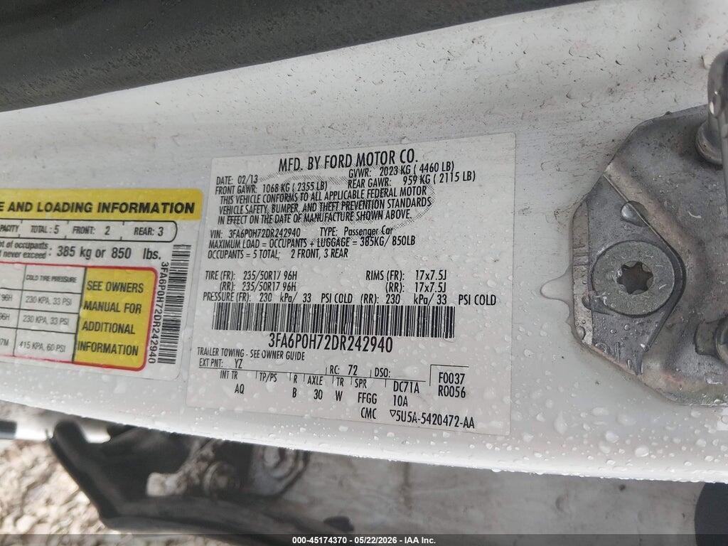 3FA6P0H72DR242940 2013 FORD FUSION photo no. 9