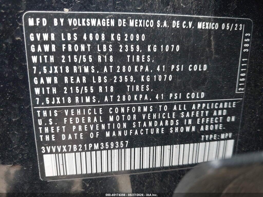 3VVVX7B21PM359357 2023 VOLKSWAGEN TAOS photo no. 9