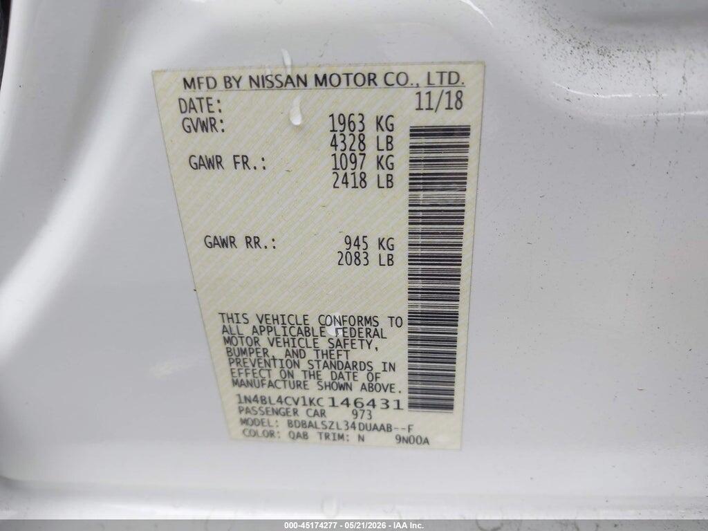 1N4BL4CV1KC146431 2019 NISSAN ALTIMA photo no. 9