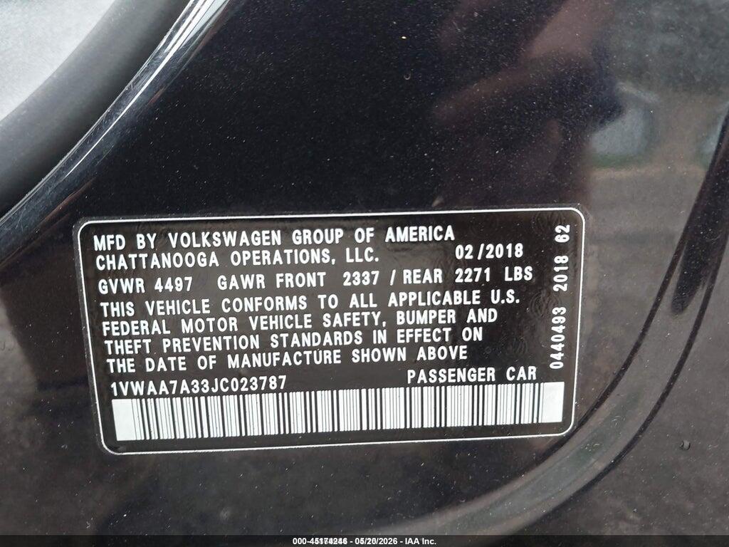 1VWAA7A33JC023787 2018 VOLKSWAGEN PASSAT photo no. 9