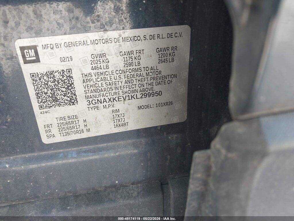 3GNAXKEV1KL299950 2019 CHEVROLET EQUINOX photo no. 9