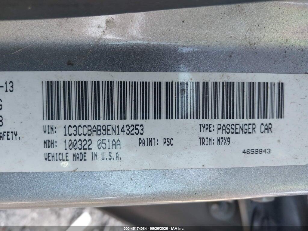1C3CCBAB9EN143253 2014 CHRYSLER 200 photo no. 9