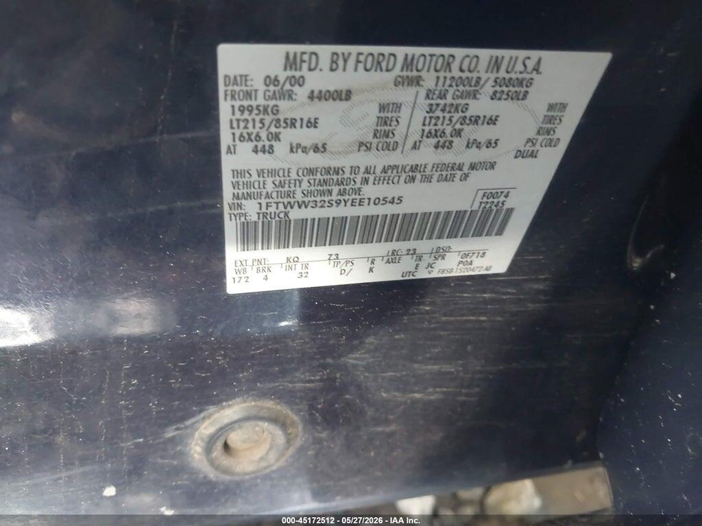 1FTWW32S9YEE10545 2000 FORD F-350 photo no. 9