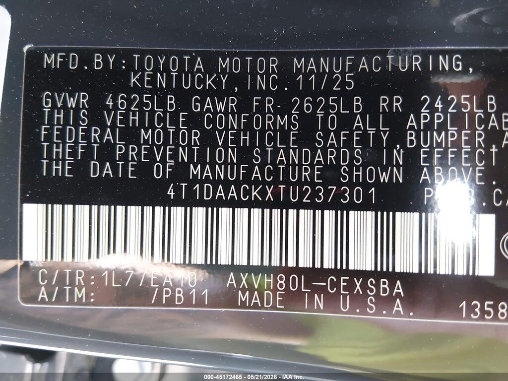 4T1DAACKXTU237301 2026 TOYOTA CAMRY photo no. 9