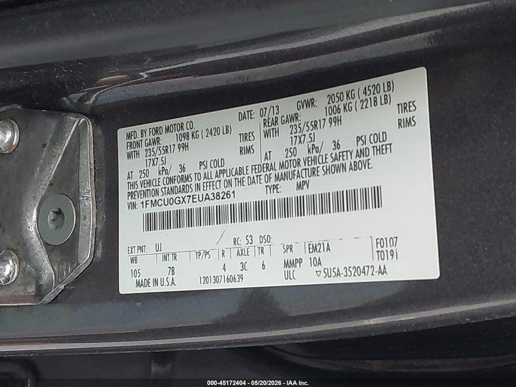 1FMCU0GX7EUA38261 2014 FORD ESCAPE photo no. 9