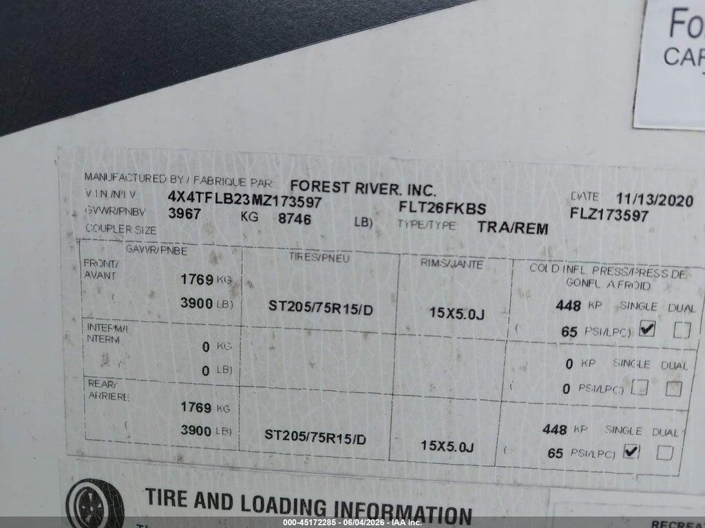 4X4TFLB23MZ173597 2021 FOREST RIVER FLAGSTAFF SUPER LITE photo no. 9