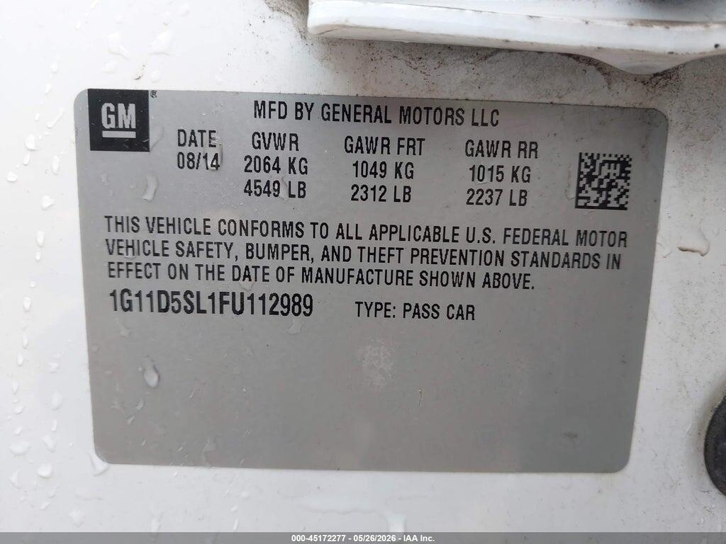 1G11D5SL1FU112989 2015 CHEVROLET MALIBU photo no. 9