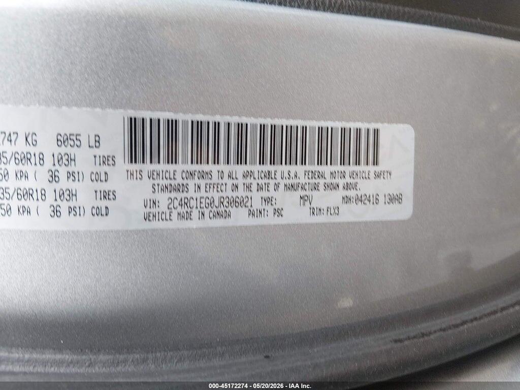 2C4RC1EG0JR306021 2018 CHRYSLER PACIFICA photo no. 9