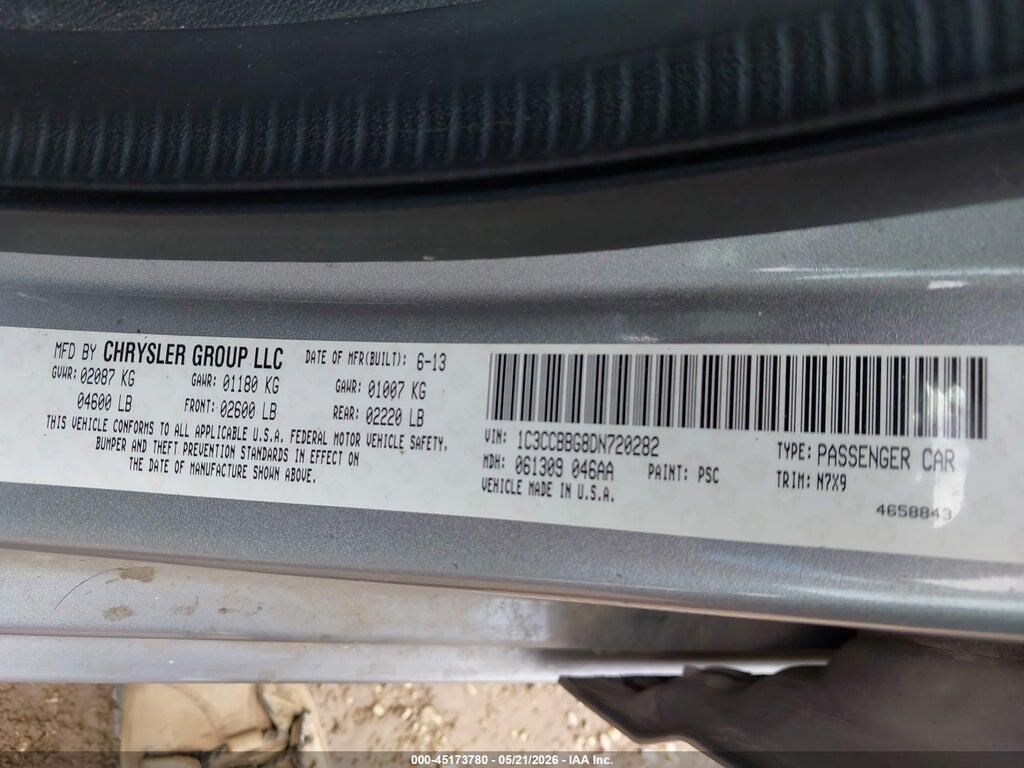1C3CCBBG8DN720282 2013 CHRYSLER 200 photo no. 9