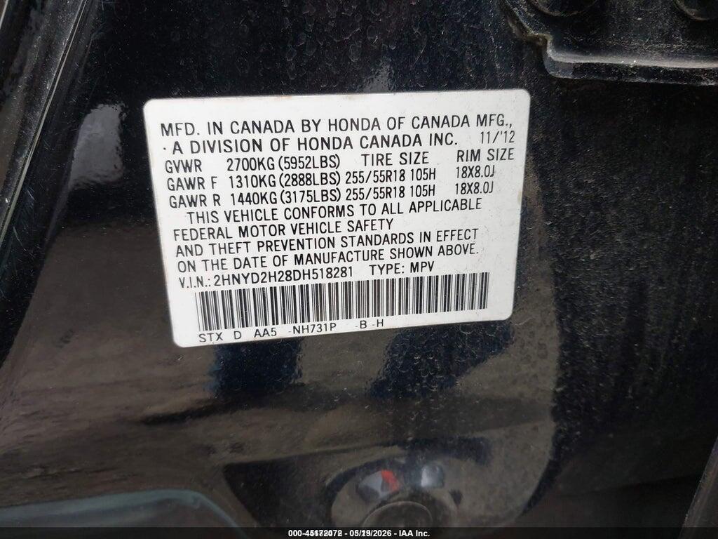 2HNYD2H28DH518281 2013 ACURA MDX photo no. 9