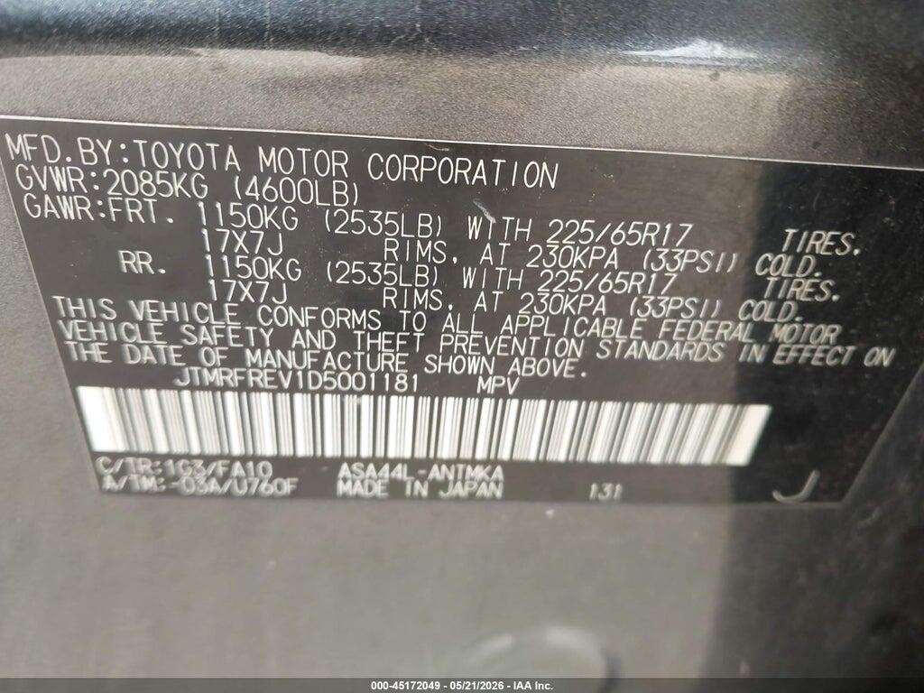 JTMRFREV1D5001181 2013 TOYOTA RAV4 photo no. 9