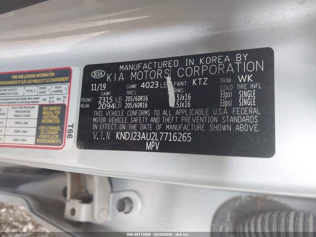 KNDJ23AU2L7716265 2020 KIA SOUL photo no. 9