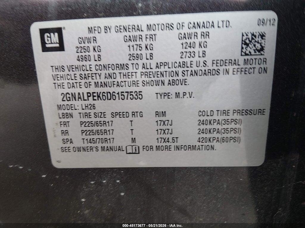 2GNALPEK6D6157535 2013 CHEVROLET EQUINOX photo no. 9
