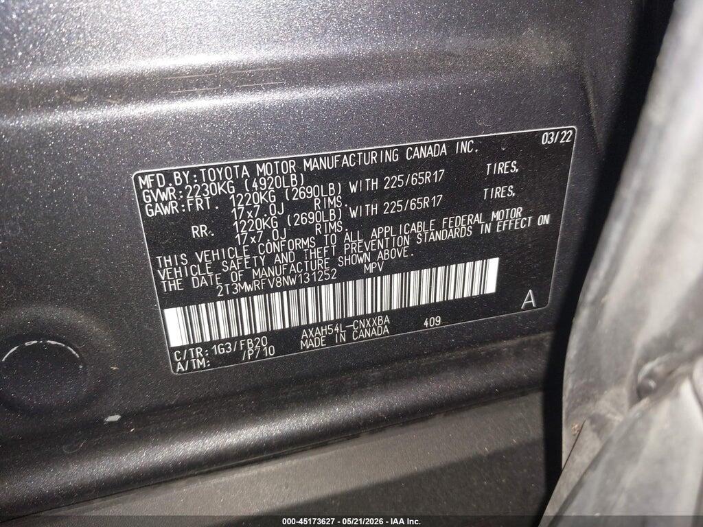 2T3MWRFV8NW131252 2022 TOYOTA RAV4 HYBRID photo no. 9