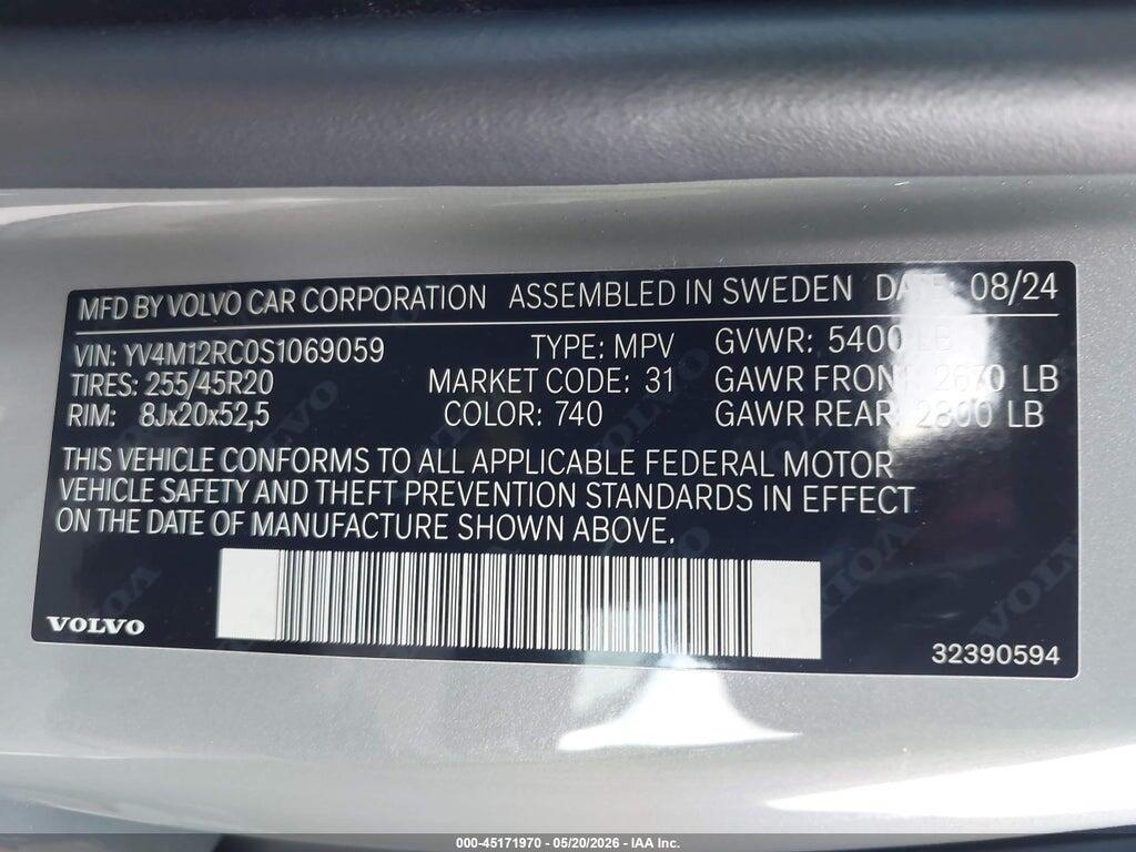 YV4M12RC0S1069059 2025 VOLVO XC60 photo no. 9