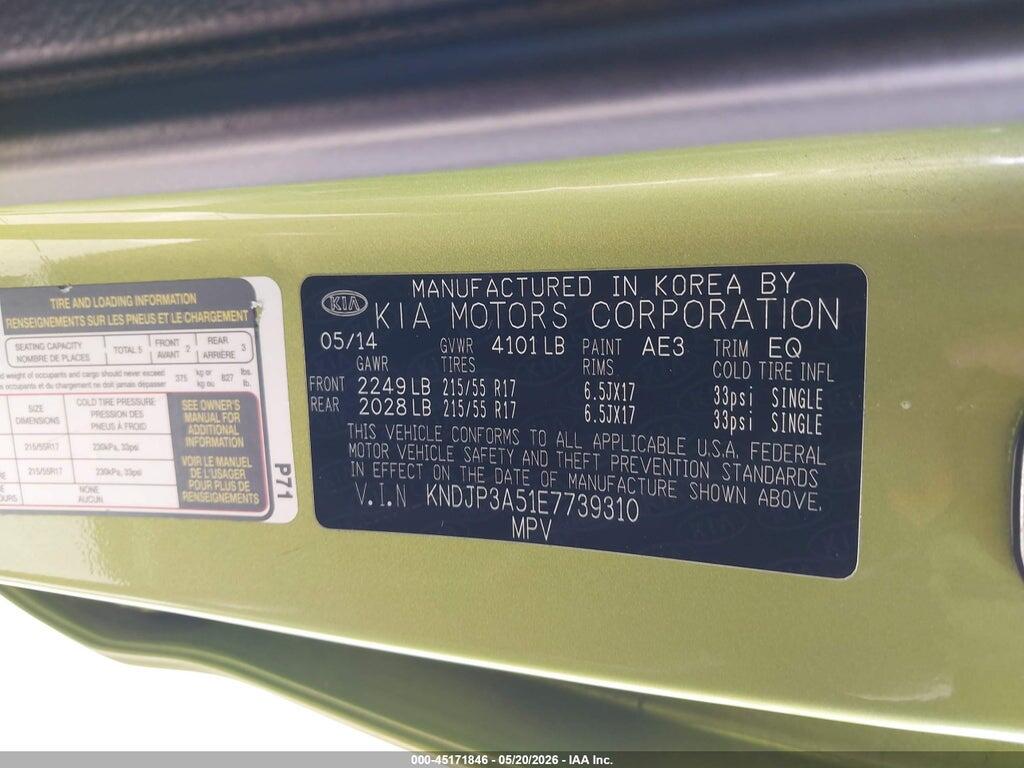 KNDJP3A51E7739310 2014 KIA SOUL photo no. 9