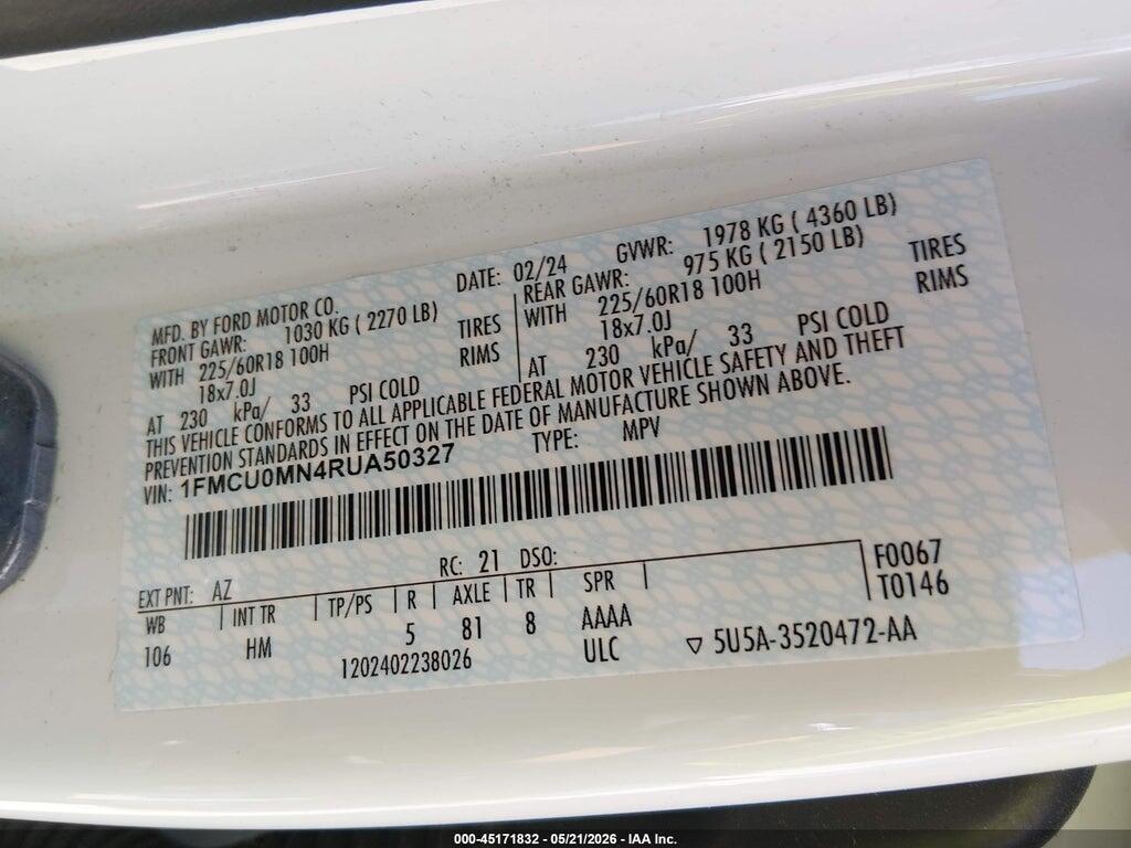 1FMCU0MN4RUA50327 2024 FORD ESCAPE photo no. 9