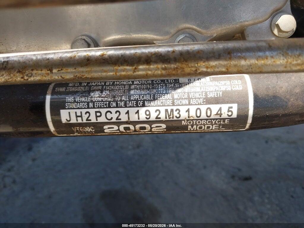 JH2PC21192M310045 2002 HONDA VT600 photo no. 10