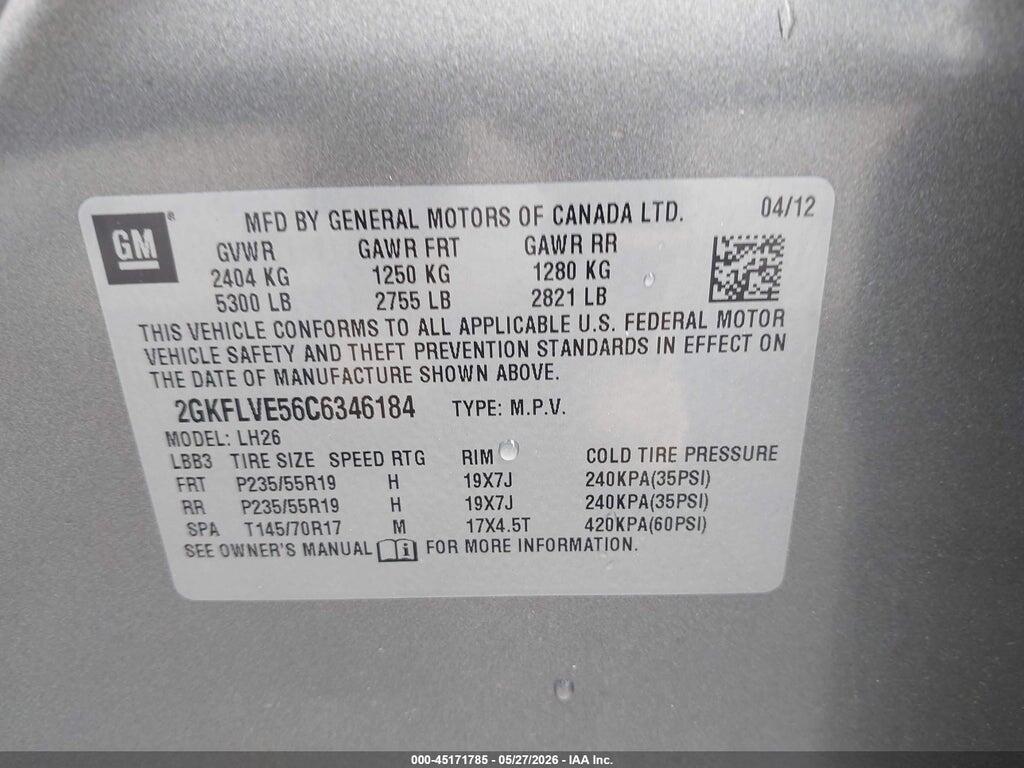 2GKFLVE56C6346184 2012 GMC TERRAIN photo no. 9