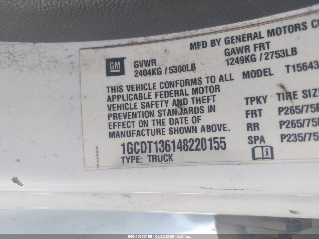 1GCDT136148220155 2004 CHEVROLET COLORADO photo no. 9