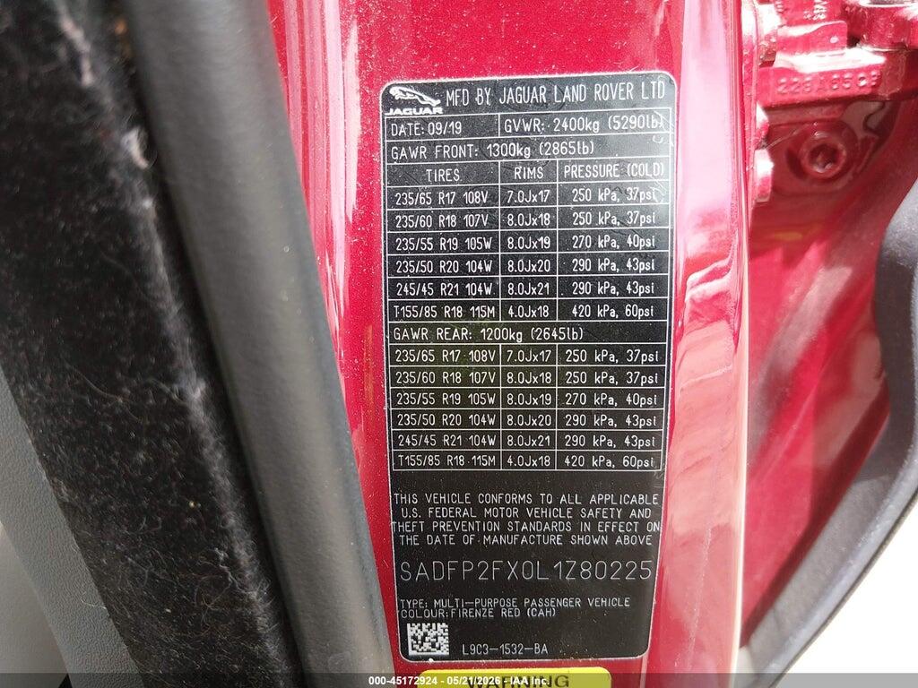 SADFP2FX0L1Z80225 2020 JAGUAR E-PACE photo no. 9
