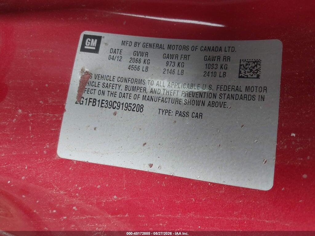 2G1FB1E39C9195208 2012 CHEVROLET CAMARO photo no. 9