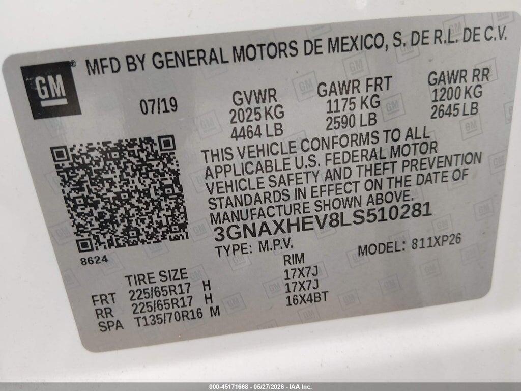 3GNAXHEV8LS510281 2020 CHEVROLET EQUINOX photo no. 9