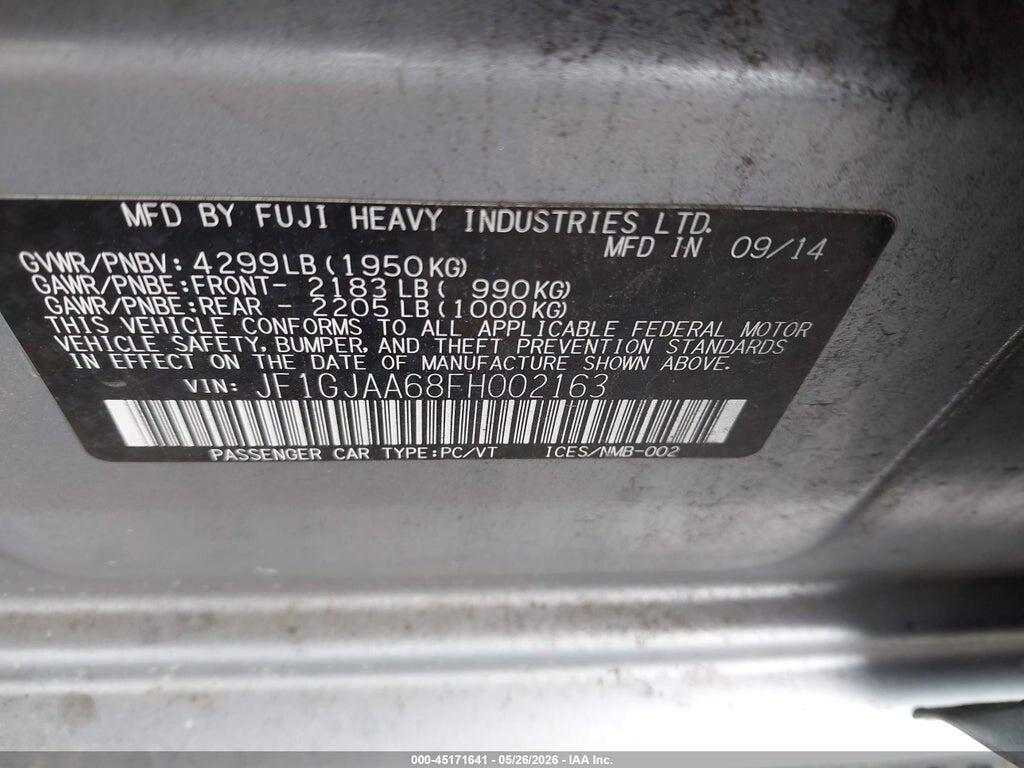 JF1GJAA68FH002163 2015 SUBARU IMPREZA photo no. 9