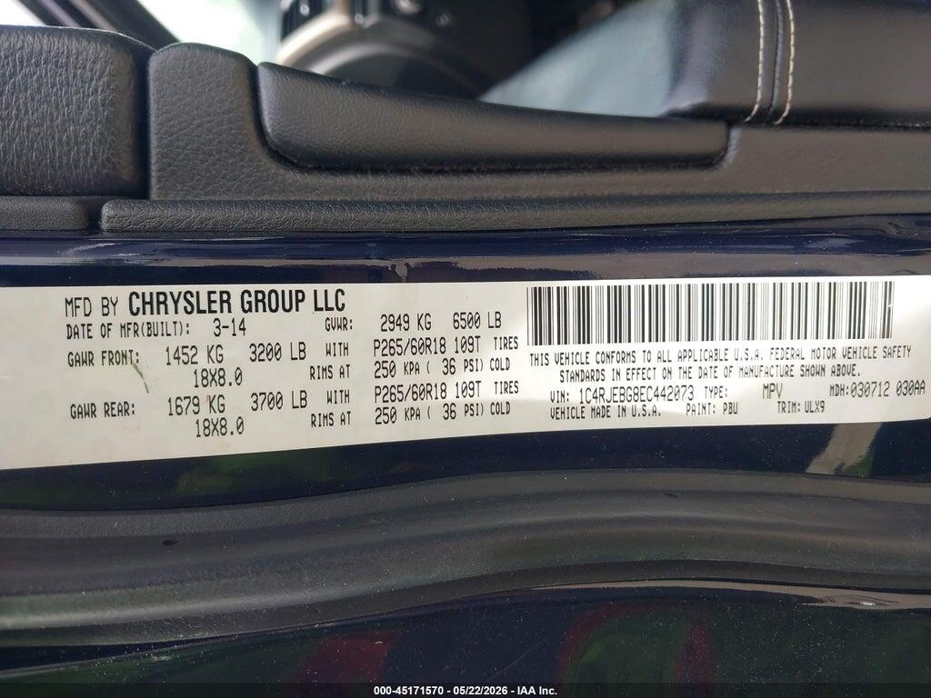 1C4RJEBG8EC442073 2014 JEEP GRAND CHEROKEE photo no. 9