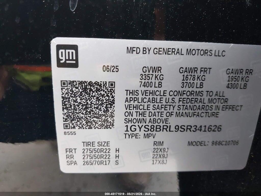 1GYS8BRL9SR341626 2025 CADILLAC ESCALADE photo no. 9