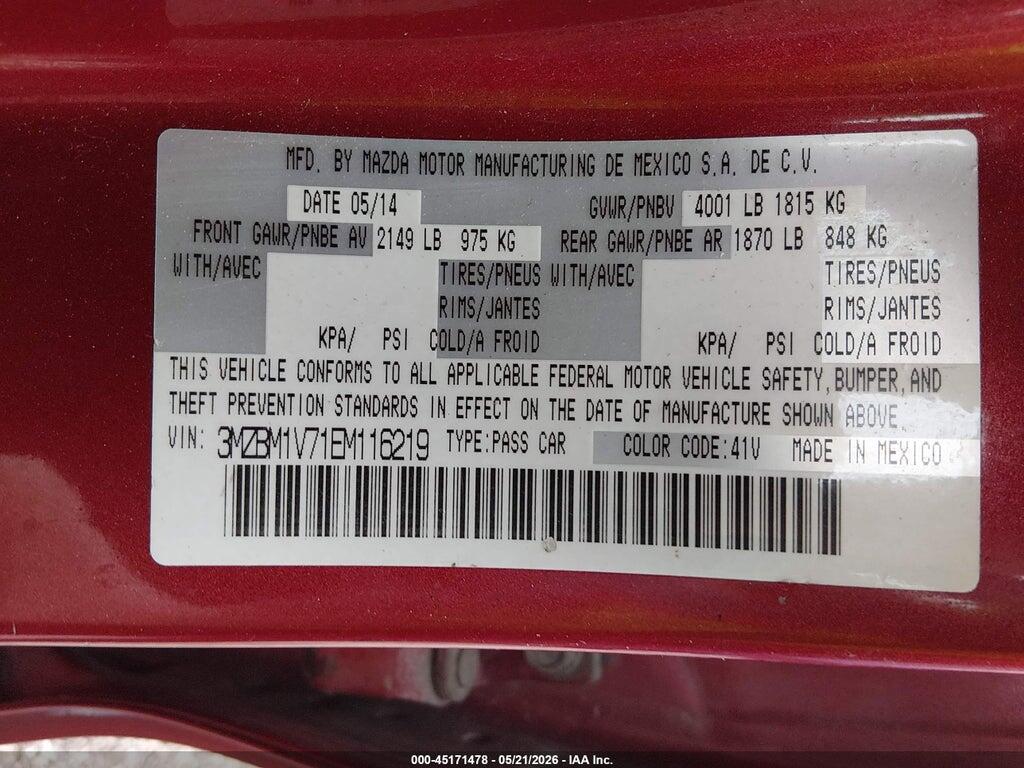 3MZBM1V71EM116219 2014 MAZDA MAZDA3 photo no. 9