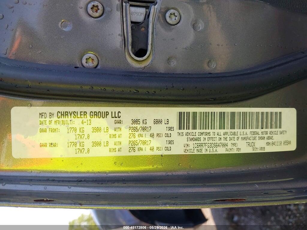 1C6RR7FG3DS647004 2013 RAM 1500 photo no. 9