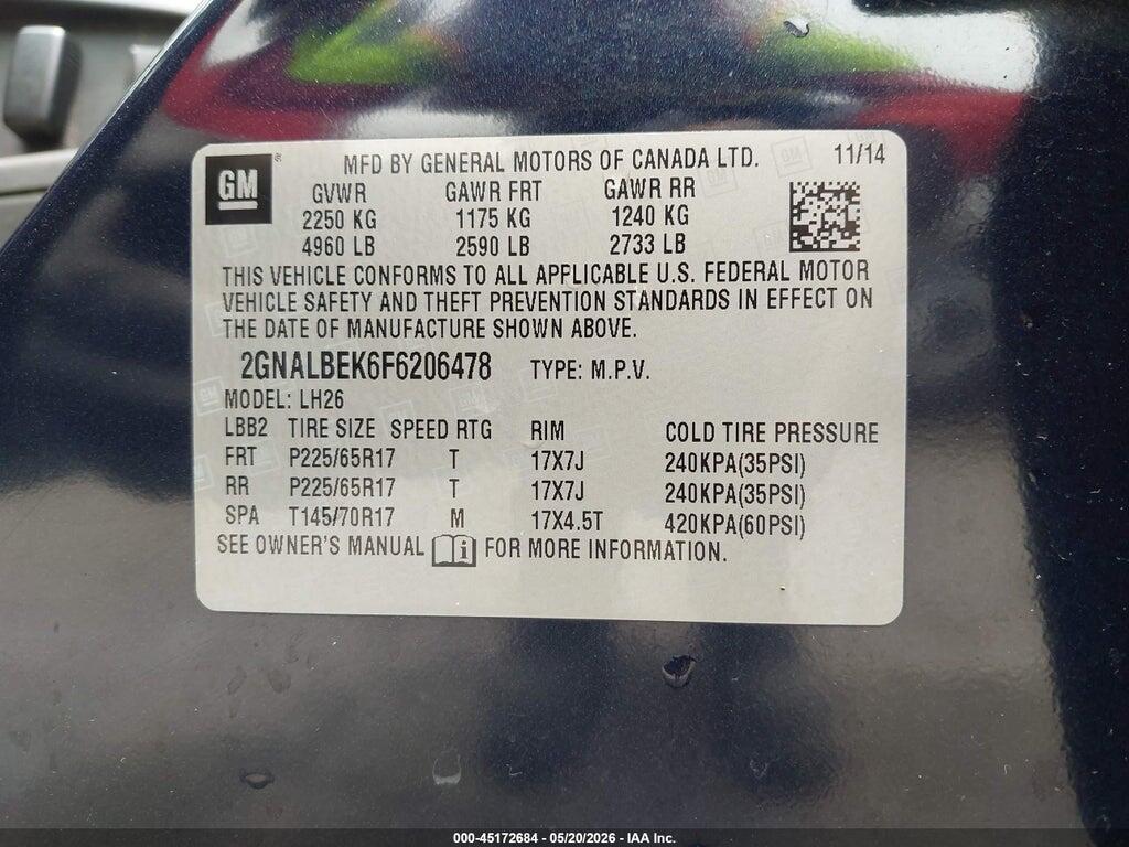 2GNALBEK6F6206478 2015 CHEVROLET EQUINOX photo no. 9