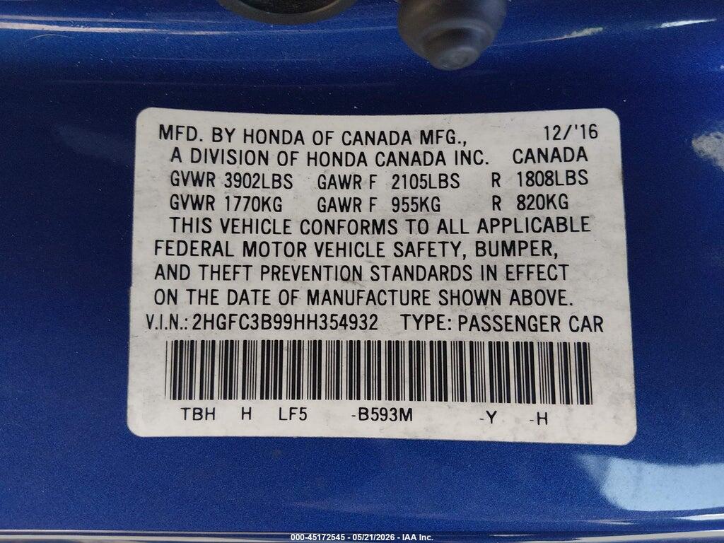 2HGFC3B99HH354932 2017 HONDA CIVIC photo no. 9