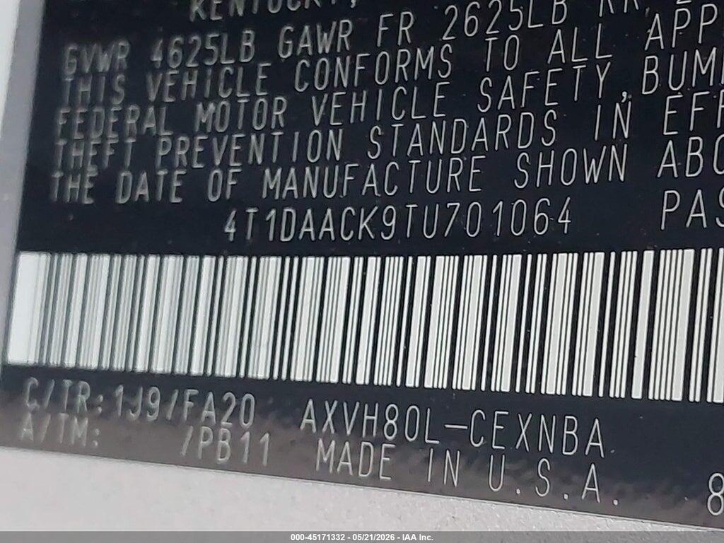 4T1DAACK9TU701064 2026 TOYOTA CAMRY photo no. 9