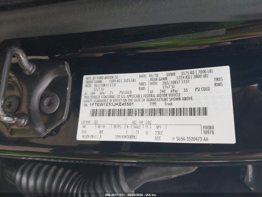 1FTEW1E53JKE45501 2018 FORD F-150 photo no. 9