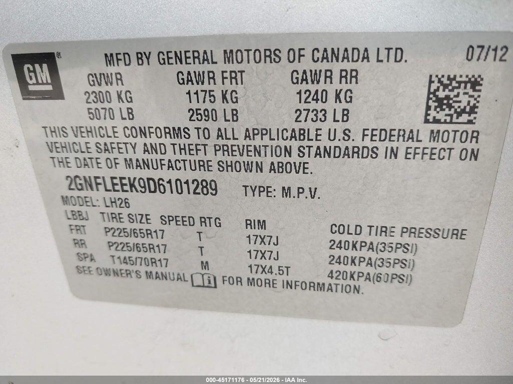 2GNFLEEK9D6101289 2013 CHEVROLET EQUINOX photo no. 9