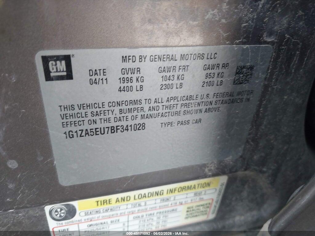 1G1ZA5EU7BF341028 2011 CHEVROLET MALIBU photo no. 9