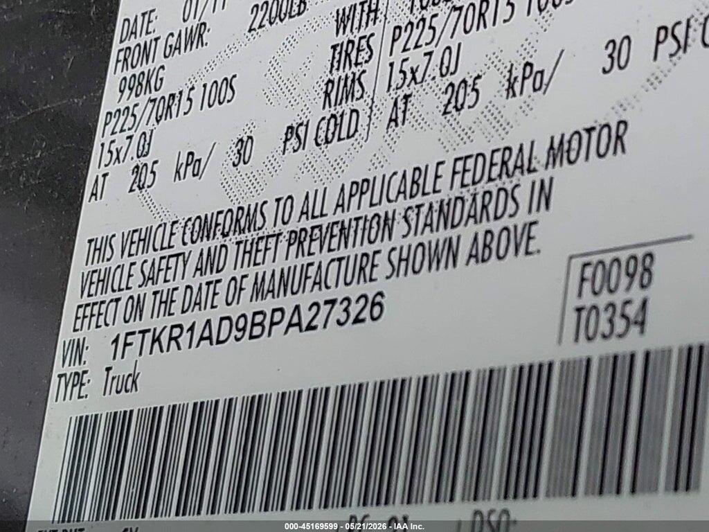 1FTKR1AD9BPA27326 2011 FORD RANGER photo no. 9